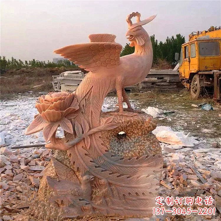 绵阳中国古代传说中的瑞鸟凤凰牡丹石雕