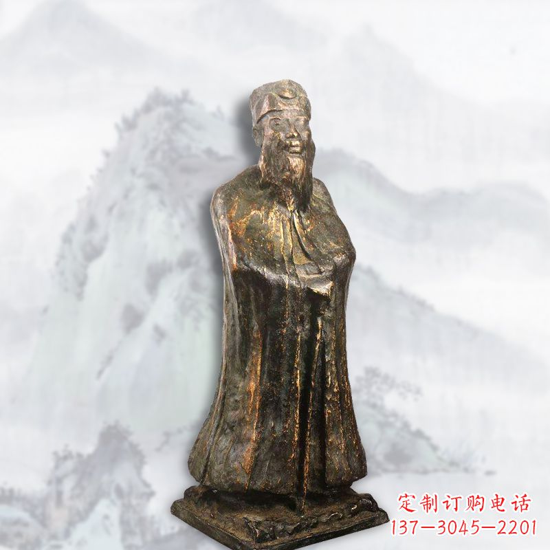 绵阳中国近代著名画家张大千铸铜雕塑