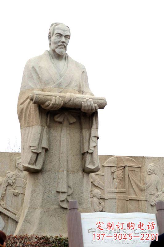 绵阳中国历史名人北宋绘画大师清明上河图画家张择端汉白玉石雕像