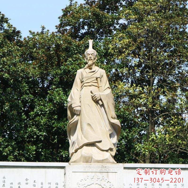 绵阳中国名人战国时期楚国诗人屈原砂岩石雕像