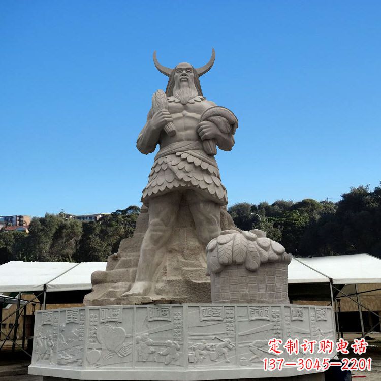 绵阳中国上古人物人文初祖汉白玉神农雕像