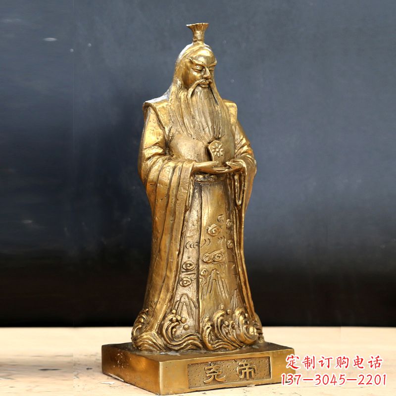 绵阳中国上古时期部落联盟首领尧帝铸铜雕像