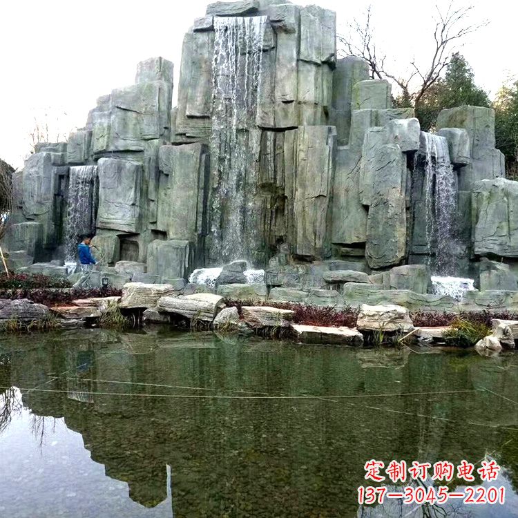 绵阳中式园林流水假山雕塑