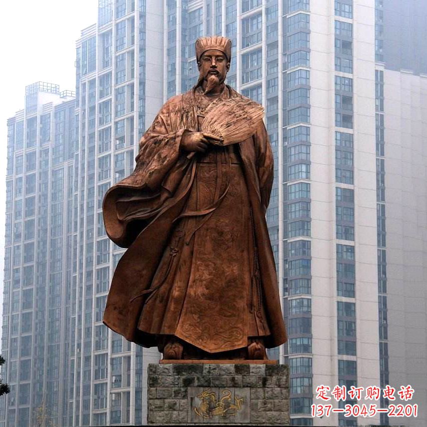 绵阳诸葛亮城市景观铜雕像-中国古代著名人物三国谋士卧龙先生雕塑
