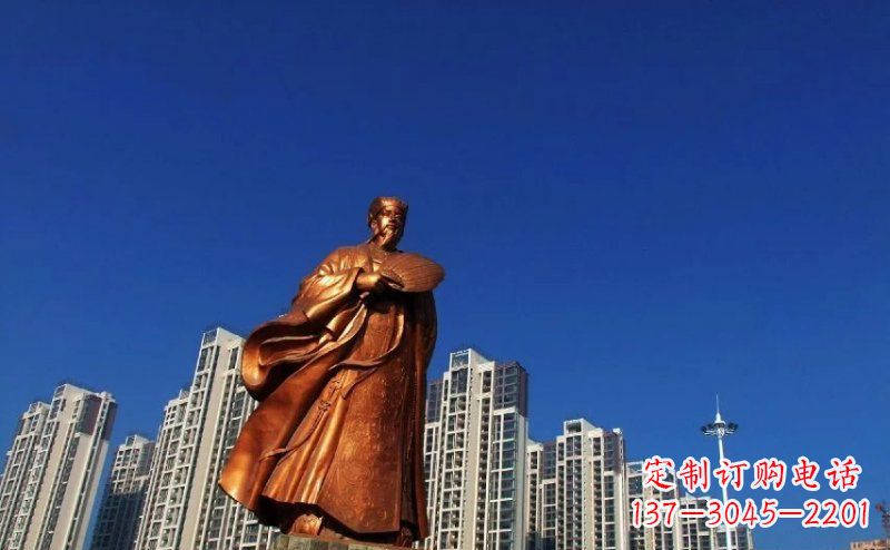 绵阳诸葛亮古代名人铜雕 (2)