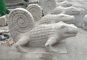 绵阳园林水池水景鳄鱼砂岩喷水雕塑