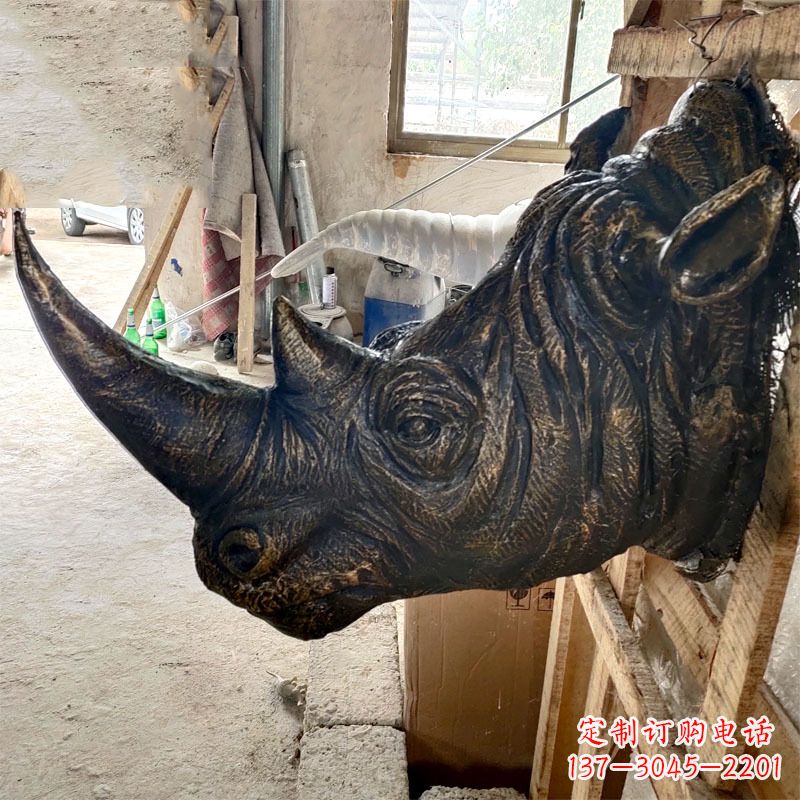 绵阳铸铜仿真犀牛头 (3)