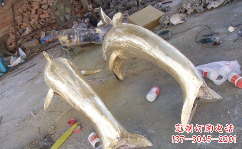 绵阳铸铜海豚公园动物铜雕