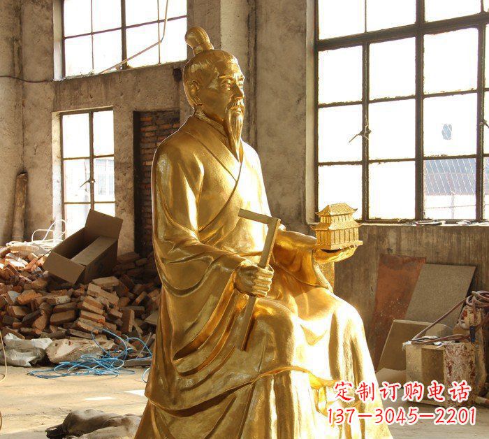 绵阳铸铜鲁班古代人物铜雕