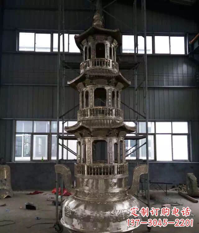 绵阳铸铜三层香炉铜雕