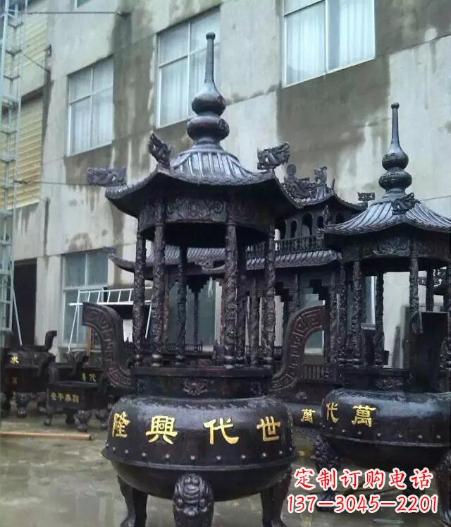 绵阳铸铜寺庙香炉铜雕 (3)