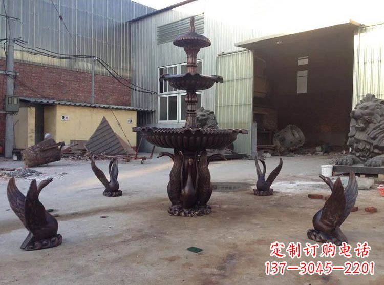 绵阳铸铜天鹅喷泉雕塑