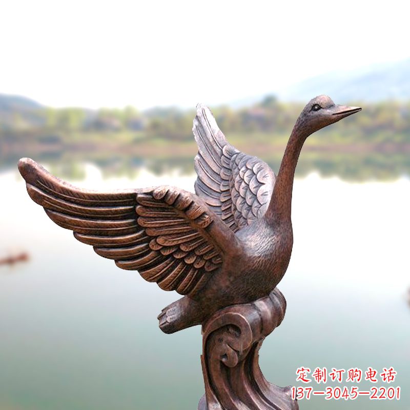 绵阳铸铜天鹅景观摆件