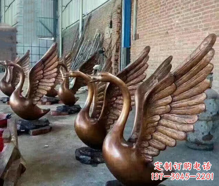 绵阳铸铜天鹅喷水动物喷泉雕塑