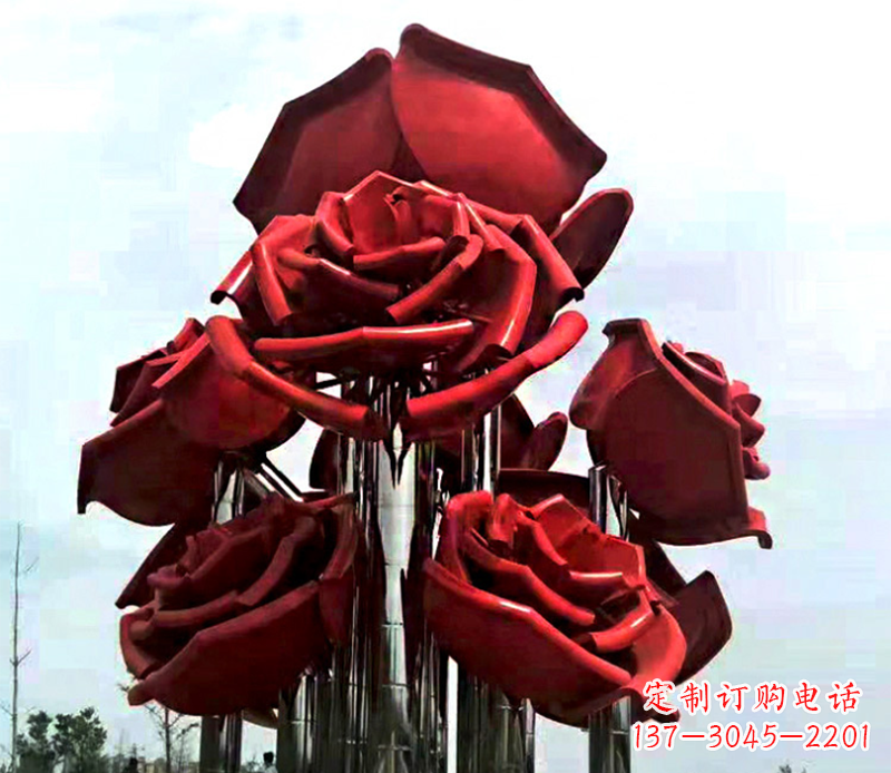绵阳大型不锈钢玫瑰花雕塑