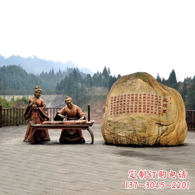 绵阳卓文君与司马相如凤求凰公园景观雕塑-历史典故人物情景雕塑