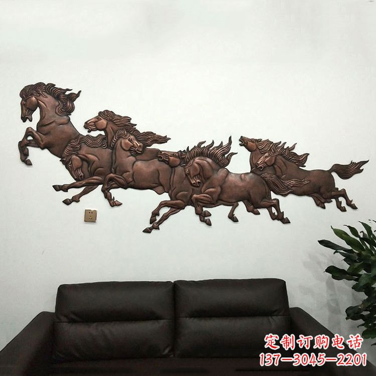 绵阳紫铜马儿浮雕装饰画