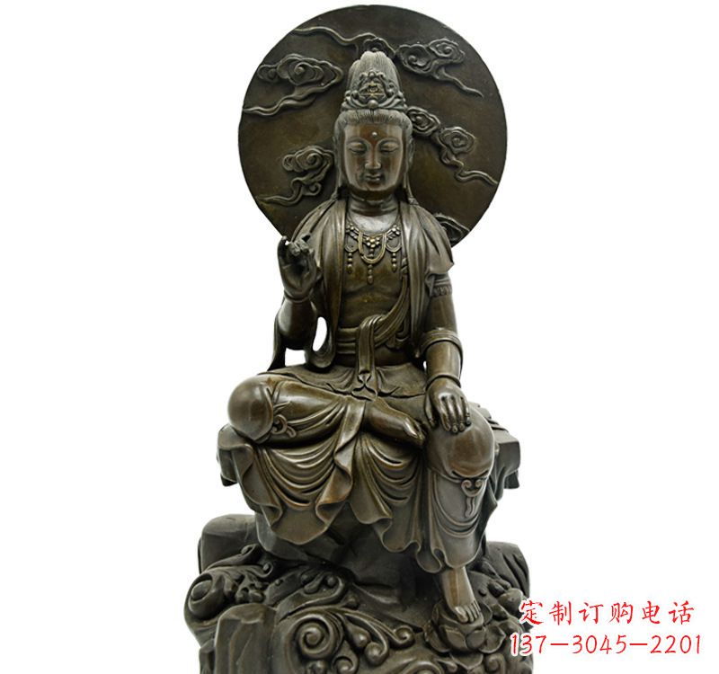绵阳自在观音菩萨仿古铜雕佛像