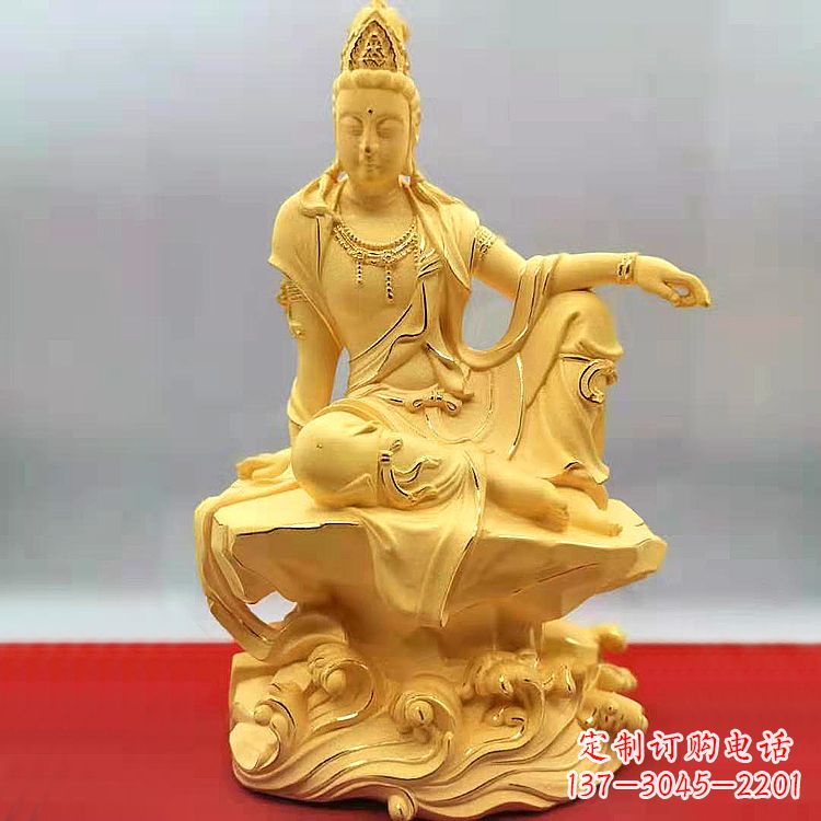 绵阳自在观音纯铜镀金雕塑