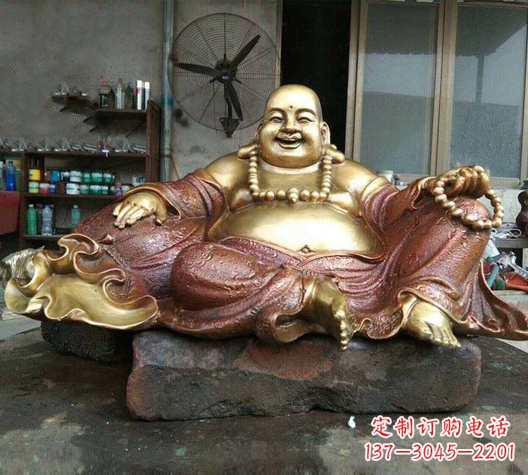绵阳宗教供奉坐式弥勒佛铜雕