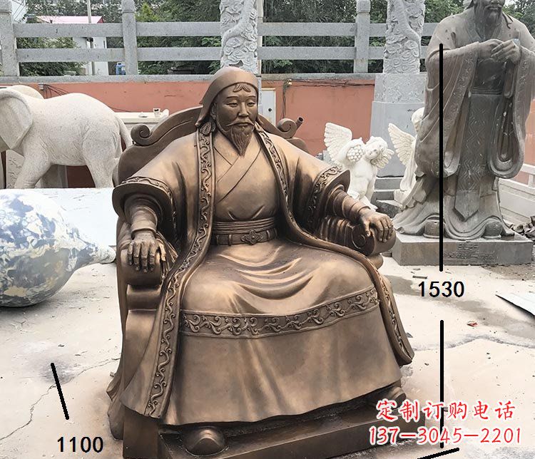 绵阳坐式成吉思汗铜雕 (2)